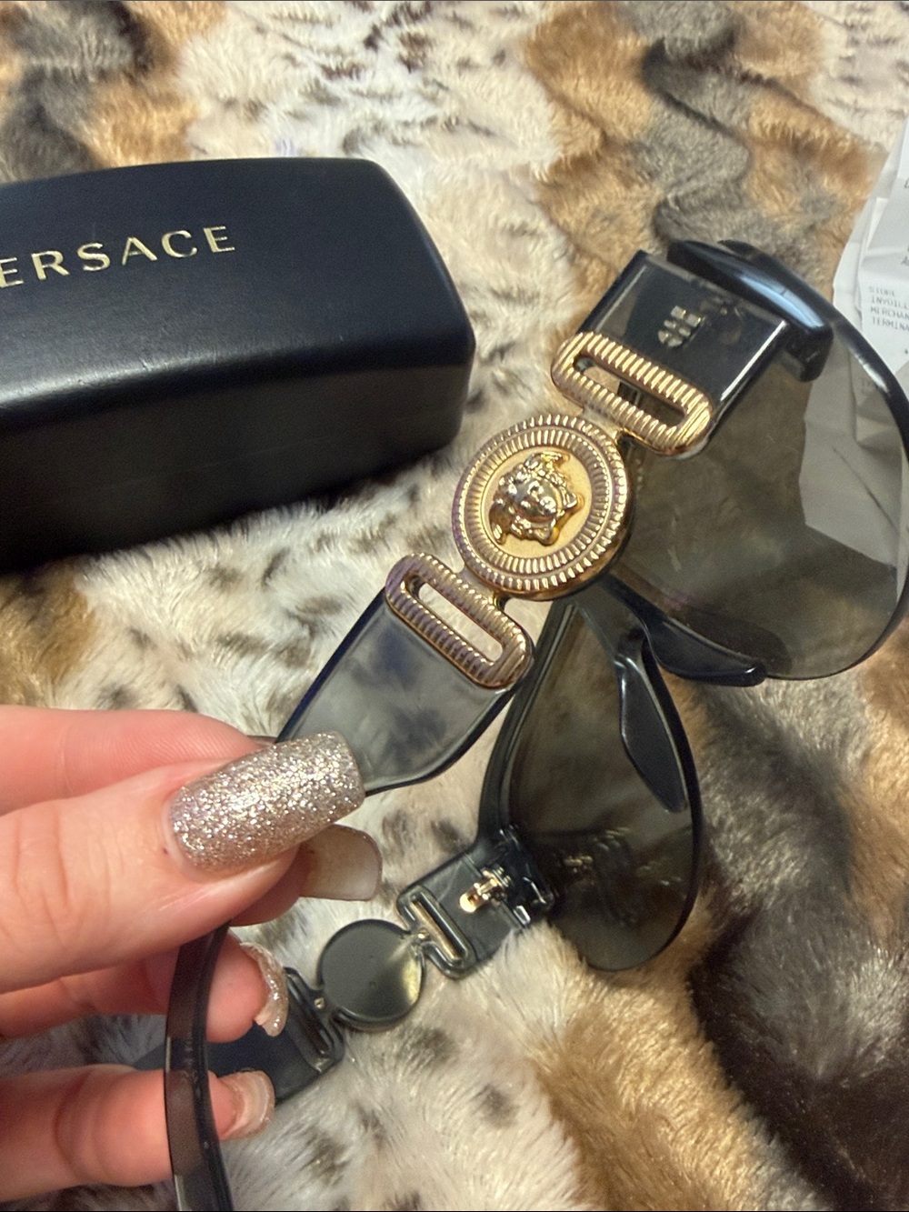 Versace Men's Shield Sunglasses in Gray Smoke - Picture 2 of 5